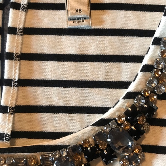 J. Crew Jewel Neckline Black & White Striped Tank - Picture 6 of 7